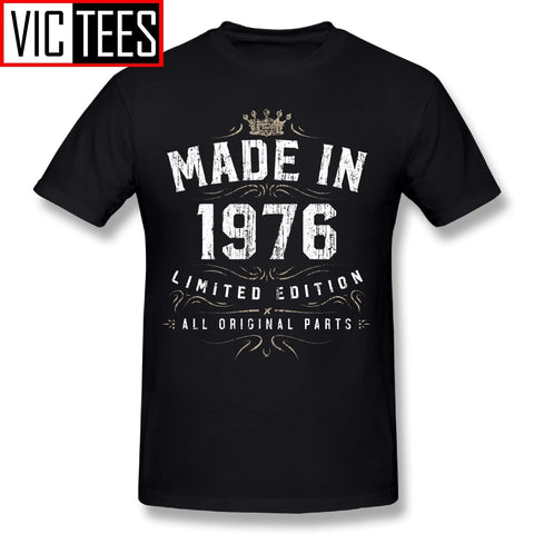 Men T Shirt Design Made In 1976 - All Original Parts Birthday 1976 Limited Edition T-Shirt Male Round Collar Tee Shirt
