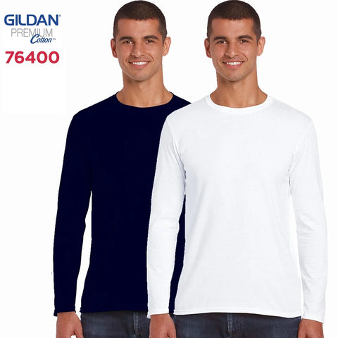 GILDAN 764000 Men 100% Cotton T-shirts Solid Long Sleeve O-Neck T Shirt Mens Tops Tees Basic Winter Autumn TShirts Male