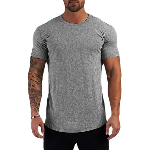 Summer Cotton Sports T-Shirts Mens Slim Fit Gym Fitness Male T Shirt Casual Running Bodybuilding Man Jogging Workout Clothing