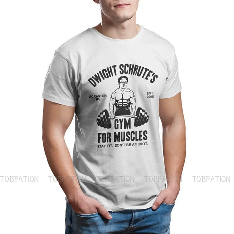 Dwight Schrute Gym for Muscles Classic Harajuku TShirt The Office Jim Halpert TV Leisure T Shirt Male Tee Special Gift Clothes