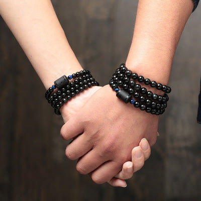 Natural crystal Obsidian Bracelet female Korean couple bracelets Agate Bracelet Mens transport bead jewelry simple