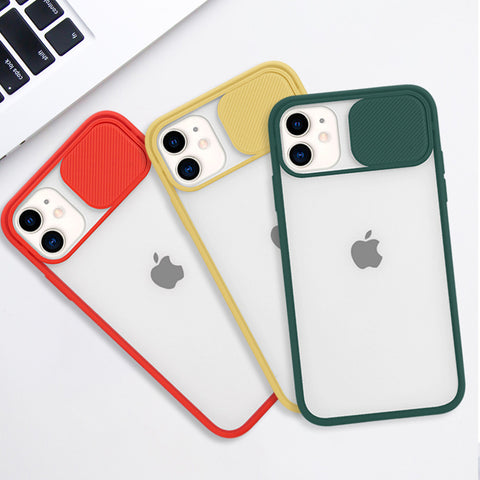For iPhone 11 Pro Max Sliding Cover Protection Lens Transparent Phone Case For iPhone SE (2020) XR XS MAX 6 6S 7 8 Plus Case