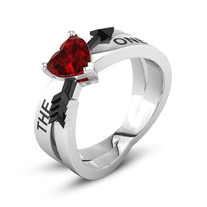 Zhen Rong new, European and American THE ONE arrow ring love Cupid's arrow red ruby engagement ring woman