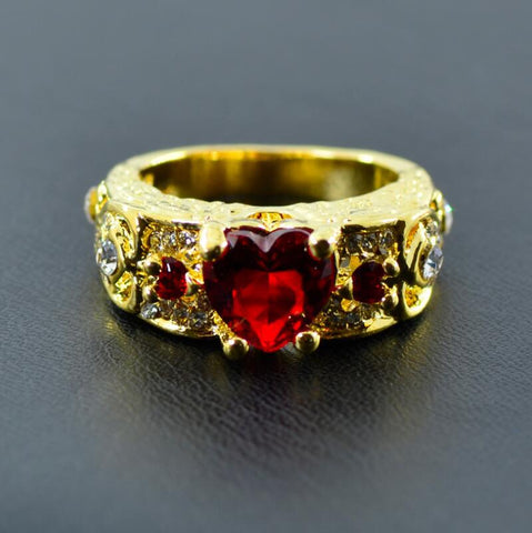 Wish cross border jewelry new hot selling European and American Princess ring heart shaped Ruby engagement ring ring w116