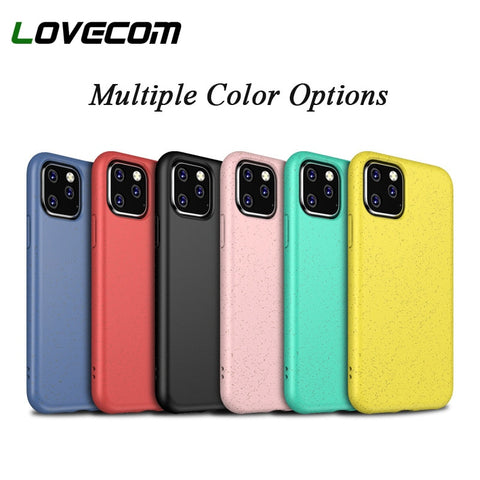LOVECOM Wheat Straw Candy Color Phone Case For iPhone 11 Pro Max XR XS Max 6 6S 7 8 Plus X Soft Silicone Eco-friendly Back Cover