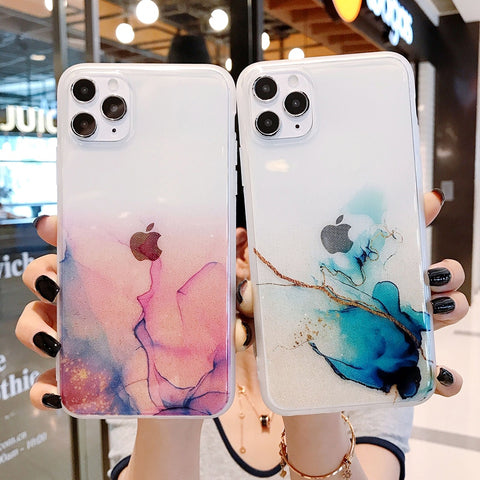 Vintage Colorful Marble Phone Case For iPhone 12 11 Pro Max