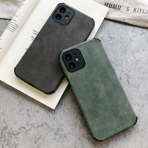 M3C Lambskin Leather Phone Case For iPhone 12 11 Pro Max Mini XR XS X 8 7 Plus SE 2020 Soft Silicone Shockproof Back Cover