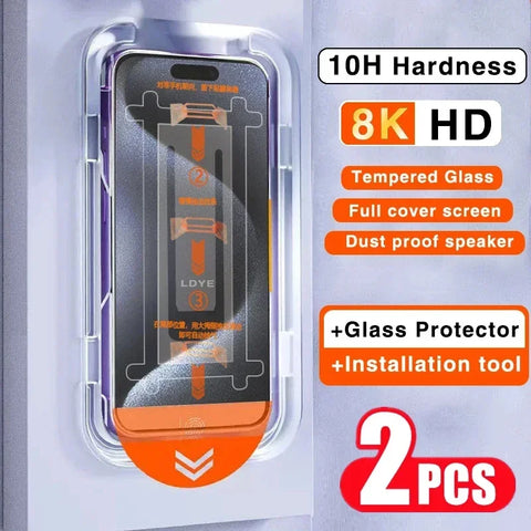 Dust Free Bubble Free Installation Tempered Glass for IPhone 15 14 13 12 11 Pro Max Mini SE XS XR X Max 15 Plus Screen Protector